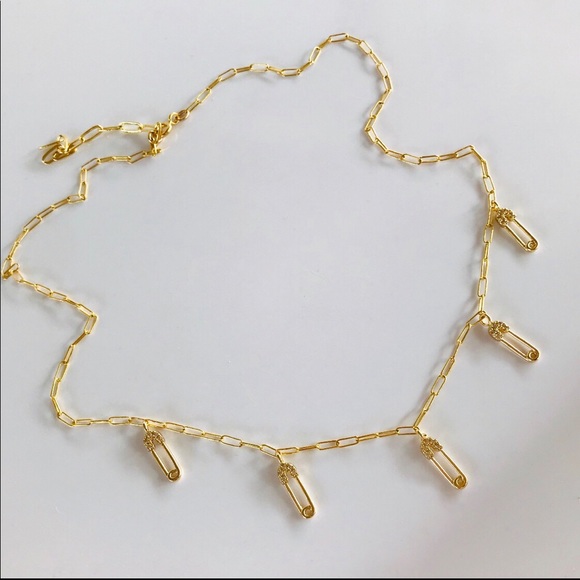 Dainty Safety Pin Gold Filled Necklace - Picture 3 of 4
